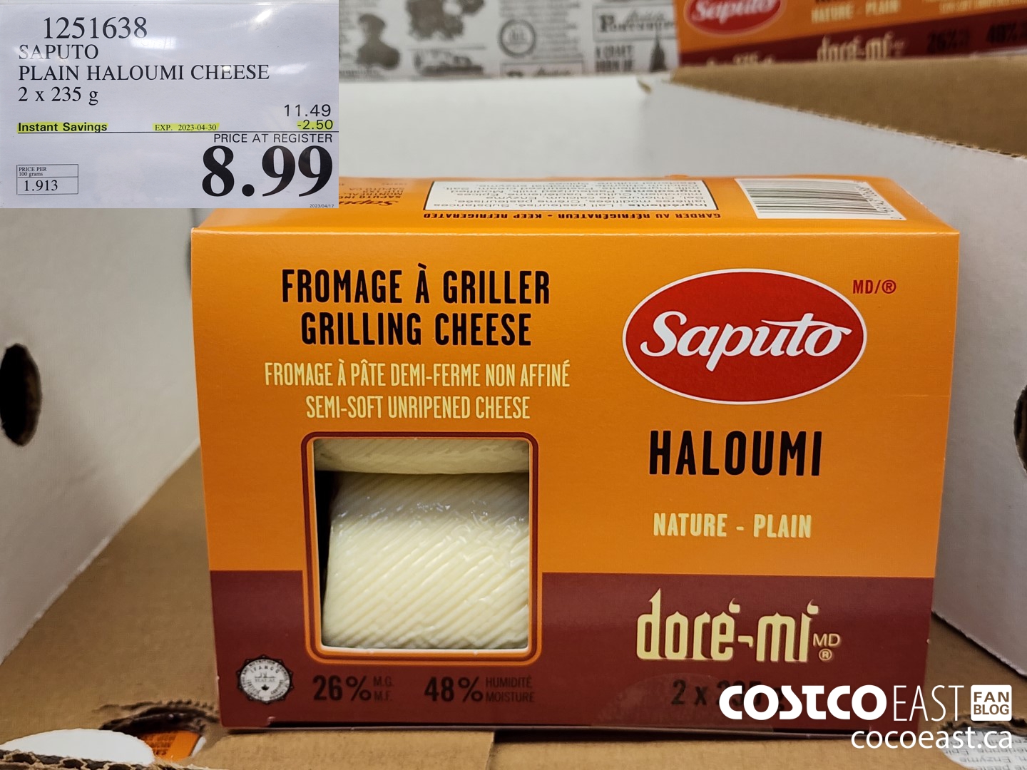 1251638 SAPUTO PLAIN HALOUMI CHEESE 2 X 235 G ($2.50 INSTANT SAVINGS EXPIRES ON 2023-04-30) $8.99