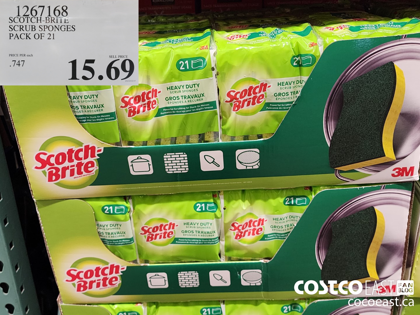 1267168 SCOTCHBRITE SCRUB SPONGES PACK OF 21 $15.69