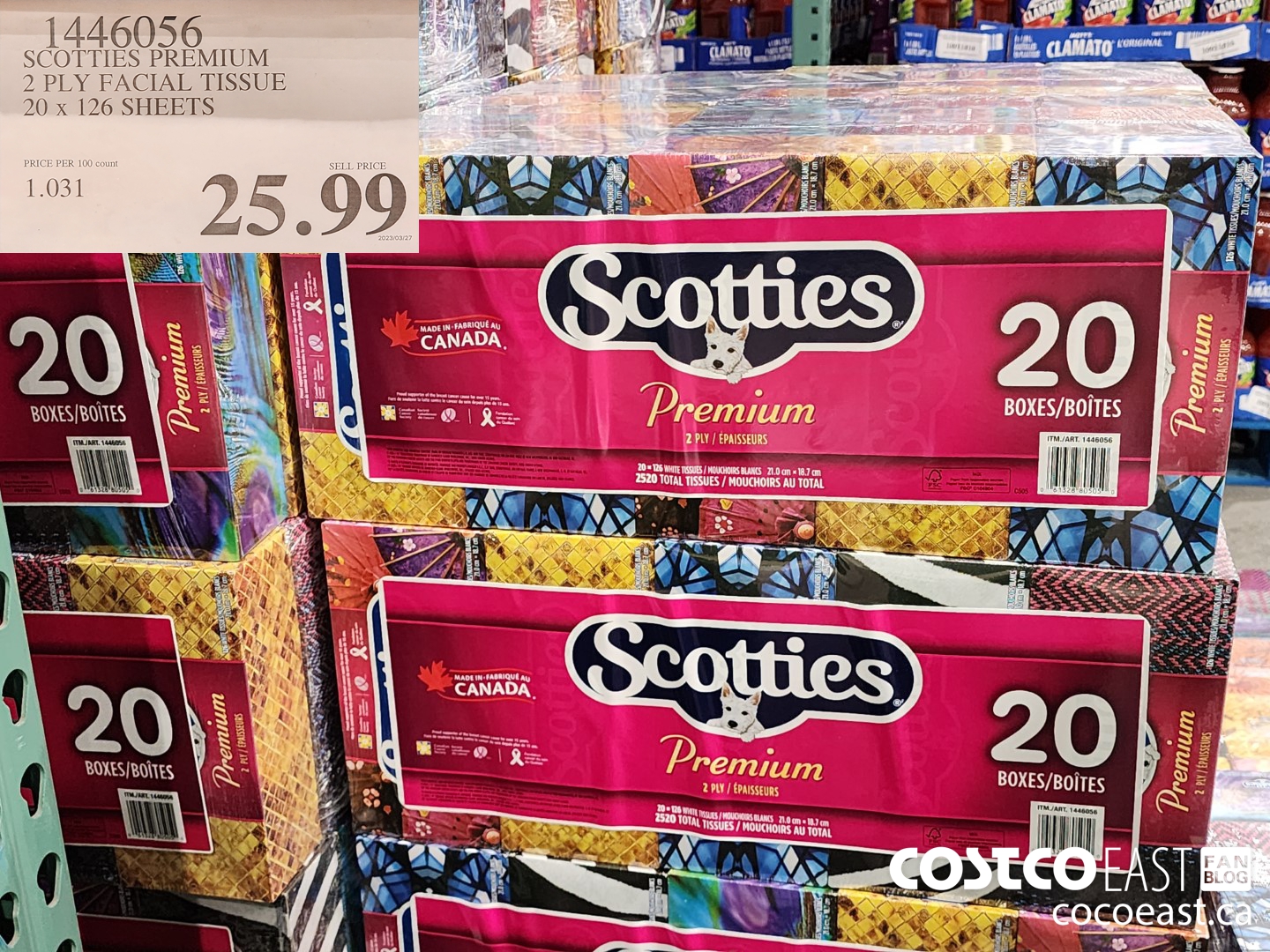 1446056 SCOTTIE PREMIUM FACIAL TISSUES 2 PLY 20 x 126 sheets $25.99