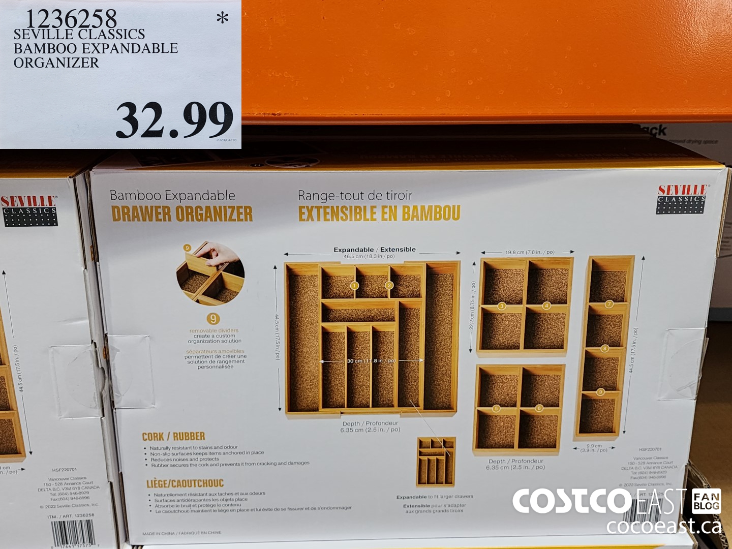 1236258 SEVILLE CLASSICS BAMBOO EXPANDABLE ORGANIZER $32.99