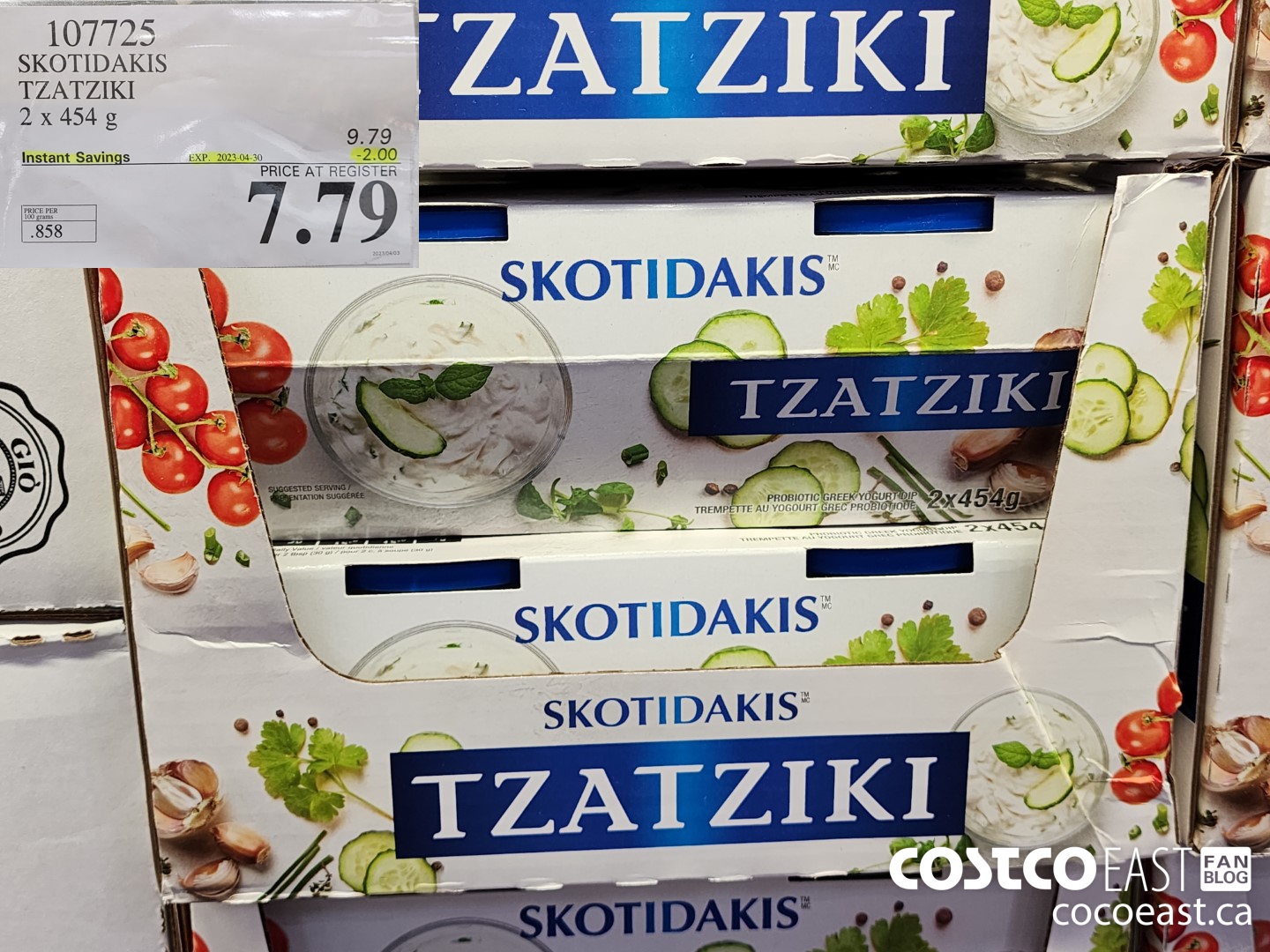 107725 SKOTIDAKIS TZATZIKI 2 X 454 G ($2.00 INSTANT SAVINGS EXPIRES ON 2023-04-30) $7.79