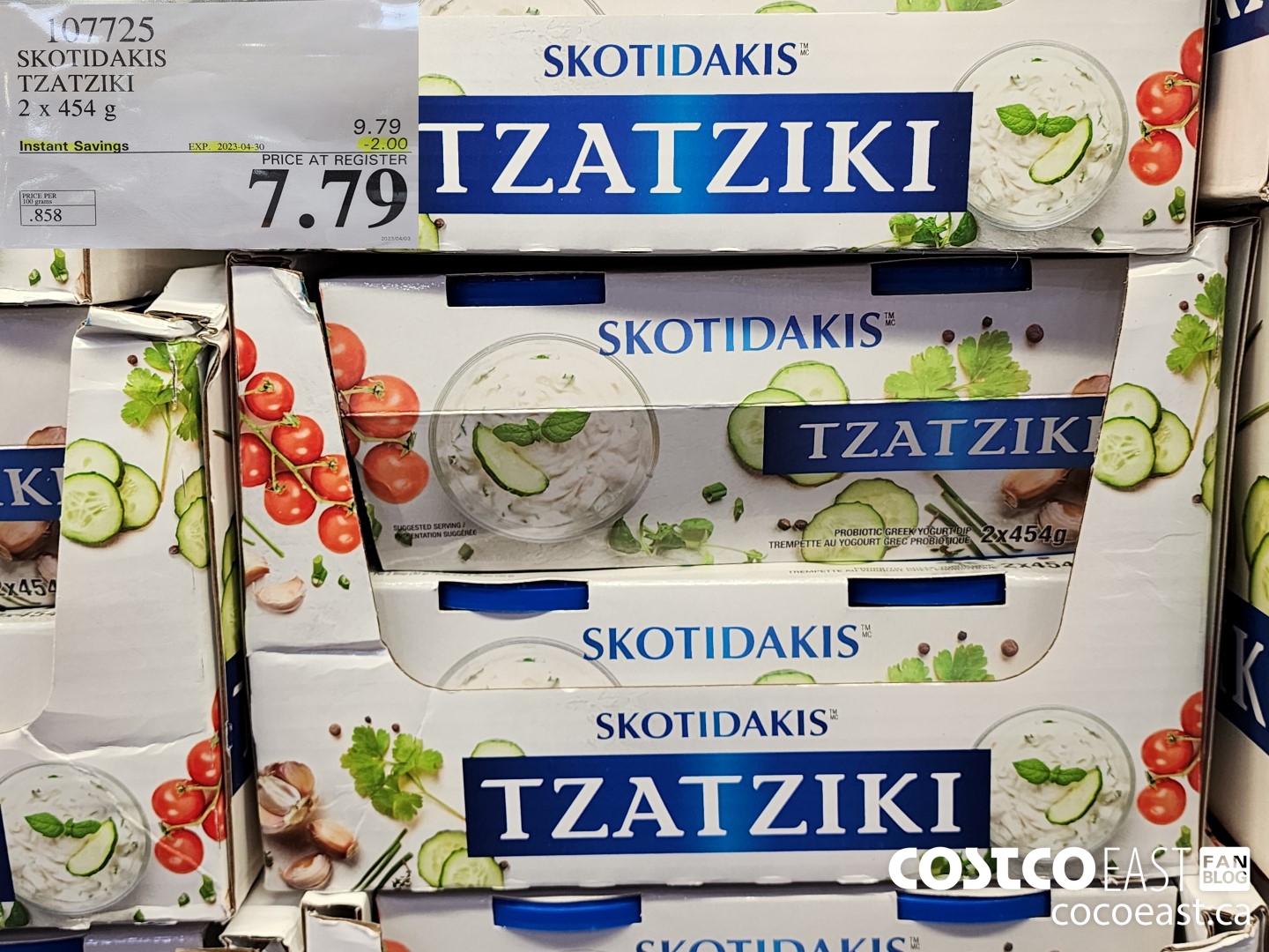 107725 SKOTIDAKIS TZATZIKI 2 X 454 G ($2.00 INSTANT SAVINGS EXPIRES ON 2023-04-30) $7.79
