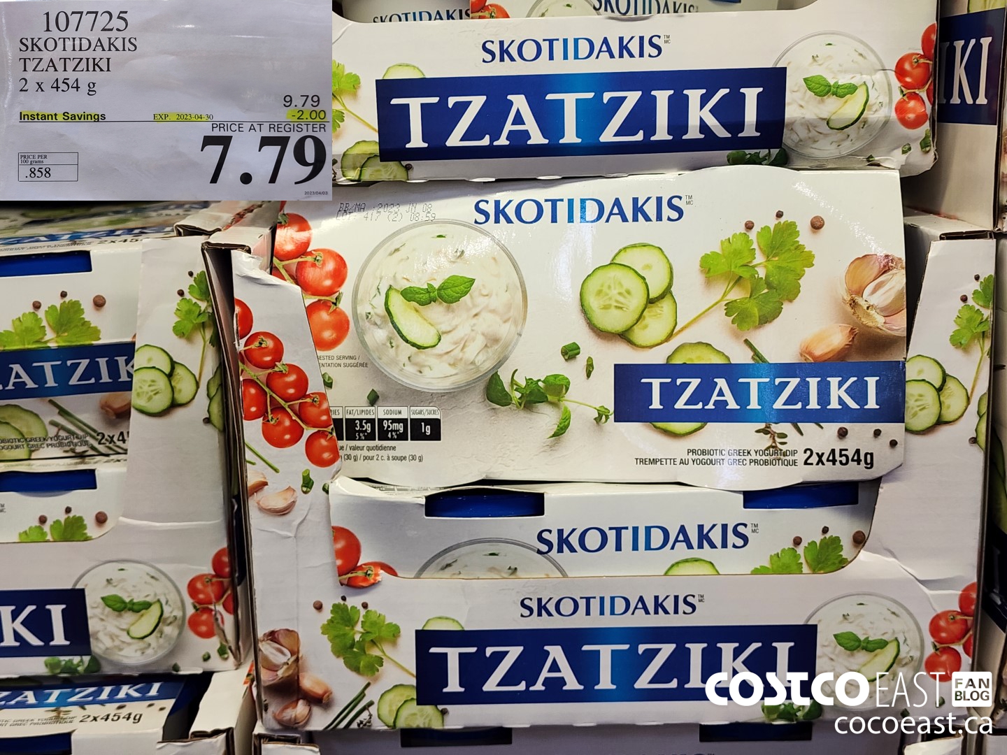 107725 SKOTIDAKIS TZATZIKI 2 X 454 G ($2.00 INSTANT SAVINGS EXPIRES ON 2023-04-30) $7.79