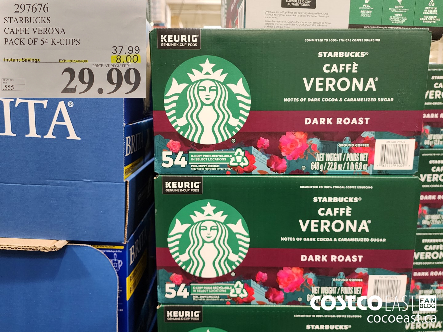 297676 STARBUCKS CAFFE VERONA PACK OF 54 K-CUPS ($8.00 INSTANT SAVINGS EXPIRES ON 2023-04-30) $29.99