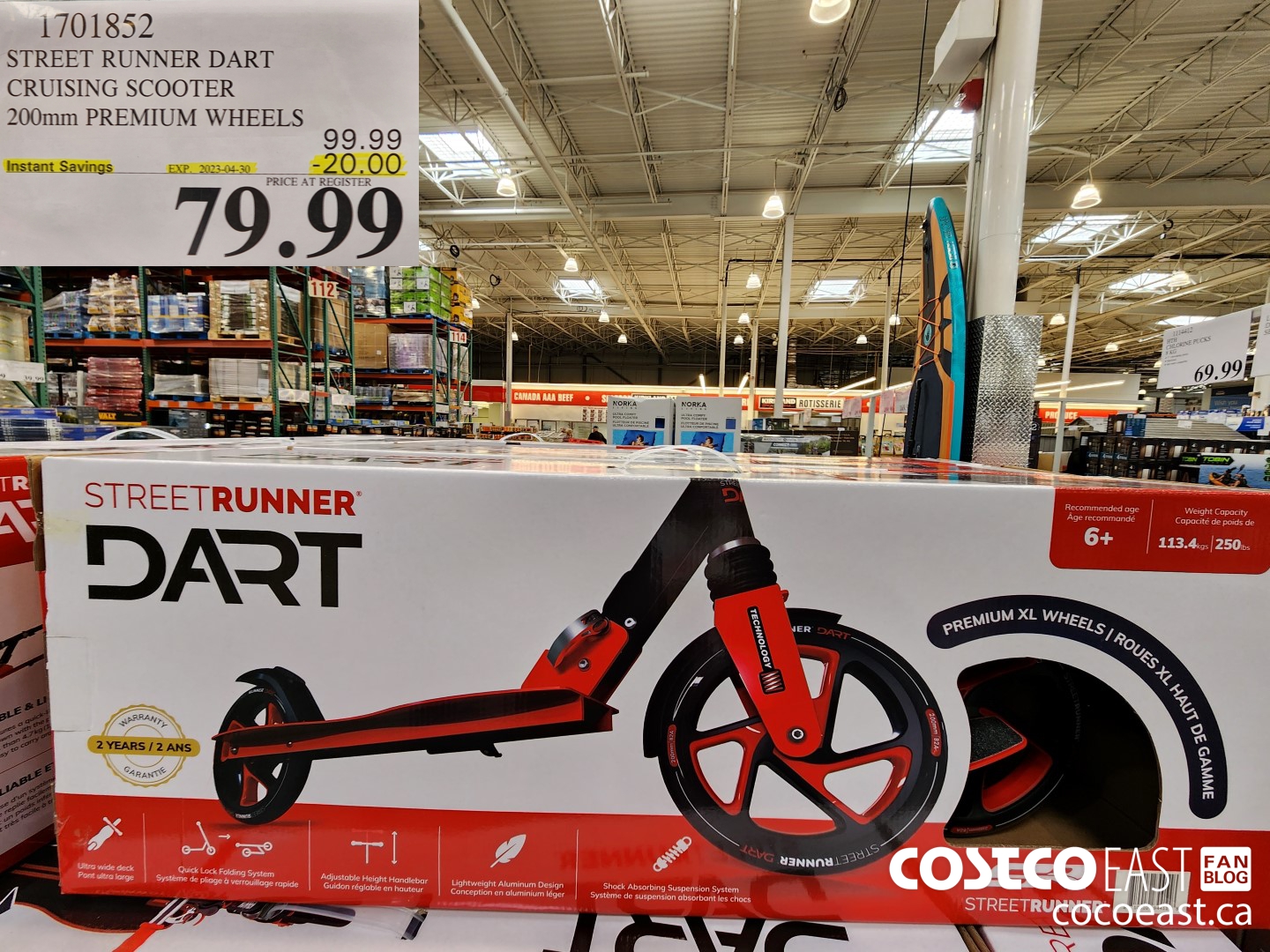 1701852 STREET RUNNER DART CRUISING SCOOTER 200mm PREMIUM WHEELS ($20.00 INSTANT SAVINGS EXPIRES ON 2023-04-30) $79.99