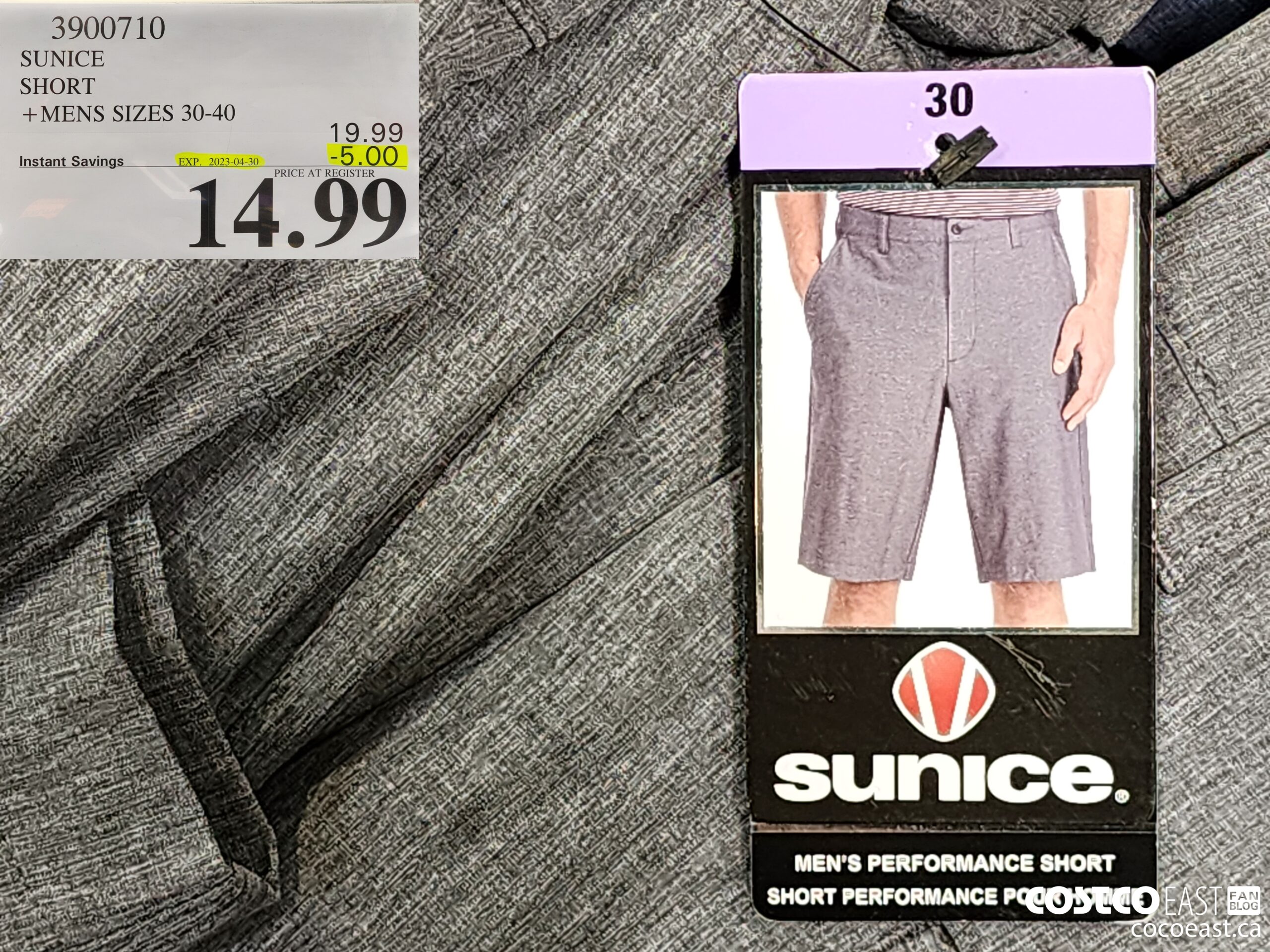 3900710 SUNICE PERFORMANCE SHORT MENS SIZES 30-40 ($5.00 INSTANT SAVINGS EXPIRES ON 2023-04-30) $14.99