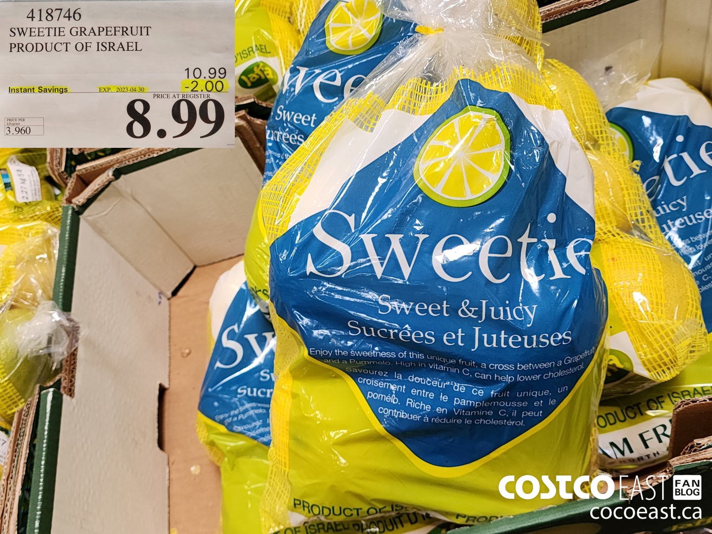 418746 SWEETIE GRAPEFRUIT PRODUCT OF ISRAEL ($2.00 INSTANT SAVINGS EXPIRES ON 2023-04-30) $8.99