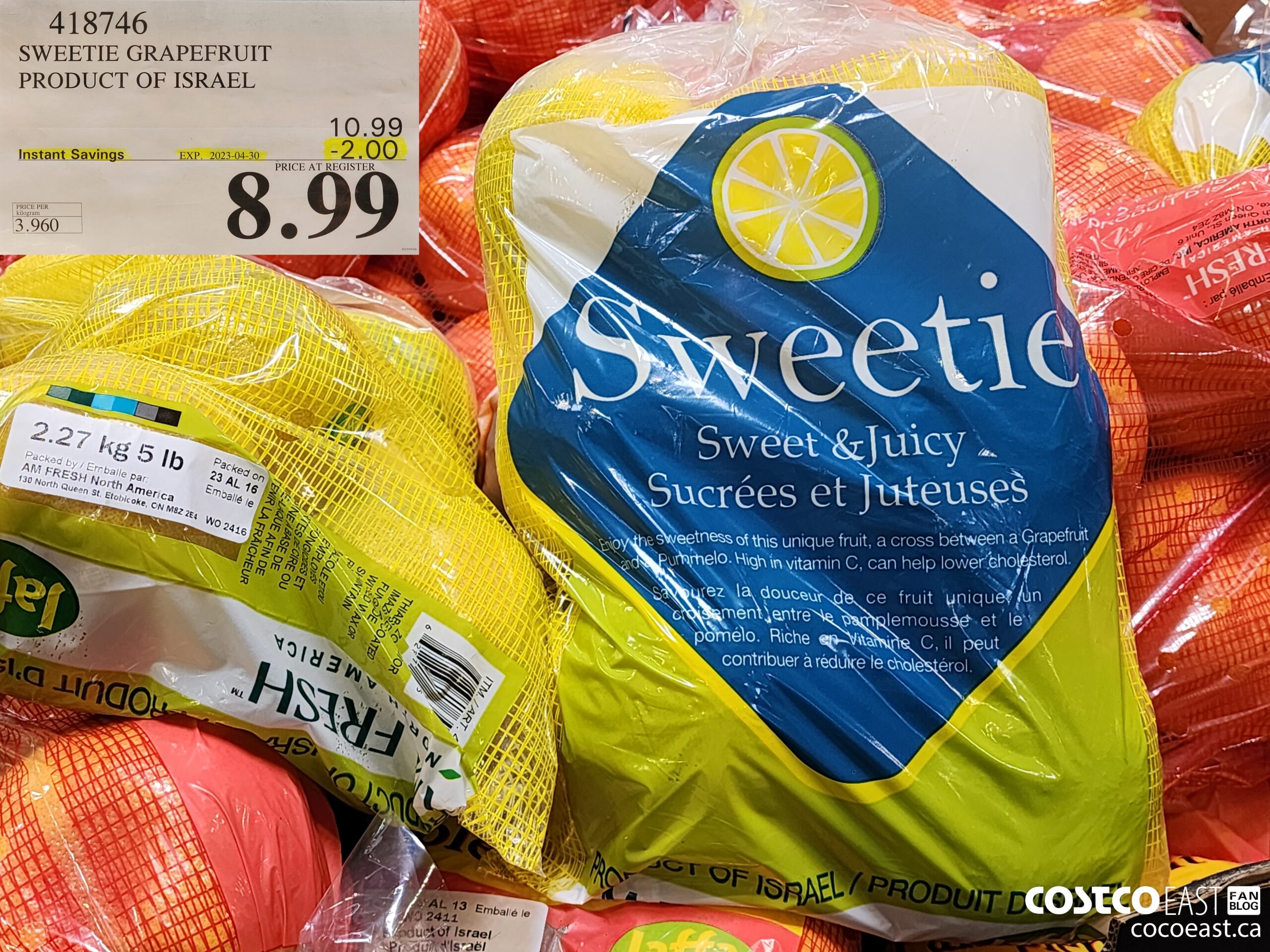 418746 SWEETIE GRAPEFRUIT PRODUCT OF ISRAEL ($2.00 INSTANT SAVINGS EXPIRES ON 2023-04-30) $8.99