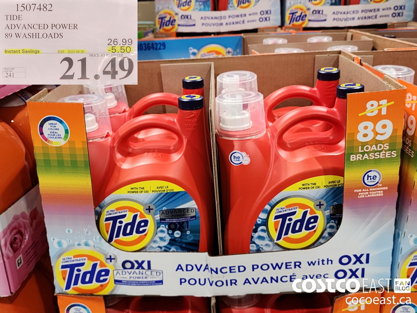 1507482 TIDE ADVANCED POWER 89 WASHLOADS ($5.50 INSTANT SAVINGS EXPIRES ON 2023-04-30) $21.49