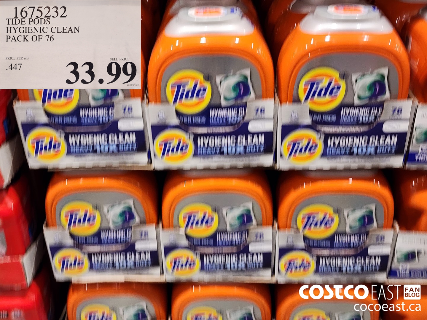 1675232 TIDE PODS HYGIENIC CLEAN PACK OF 76 $33.99
