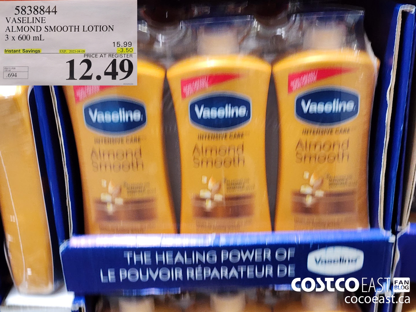 5838844 VASELINE ALMOND SMOOTH LOTION 3 x 600 mL ($3.50 INSTANT SAVINGS EXPIRES ON 2023-04-09) $12.49