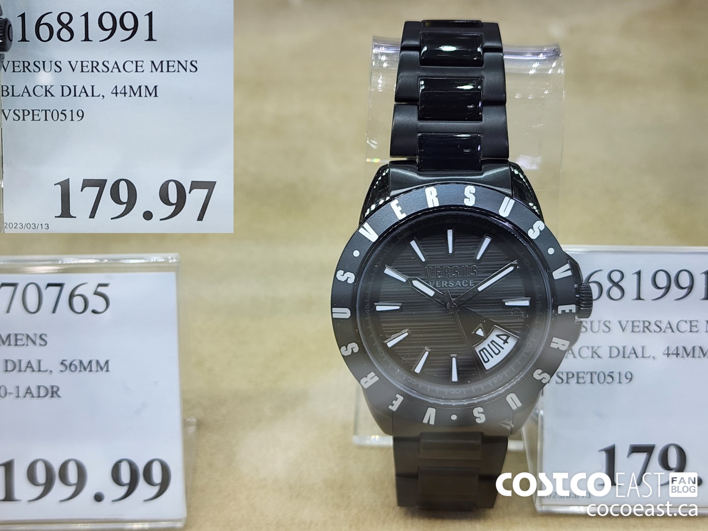 1681991 VERSUS VERSACE MENS BLACK DIAL, 44MM VSPET0519 $179.97