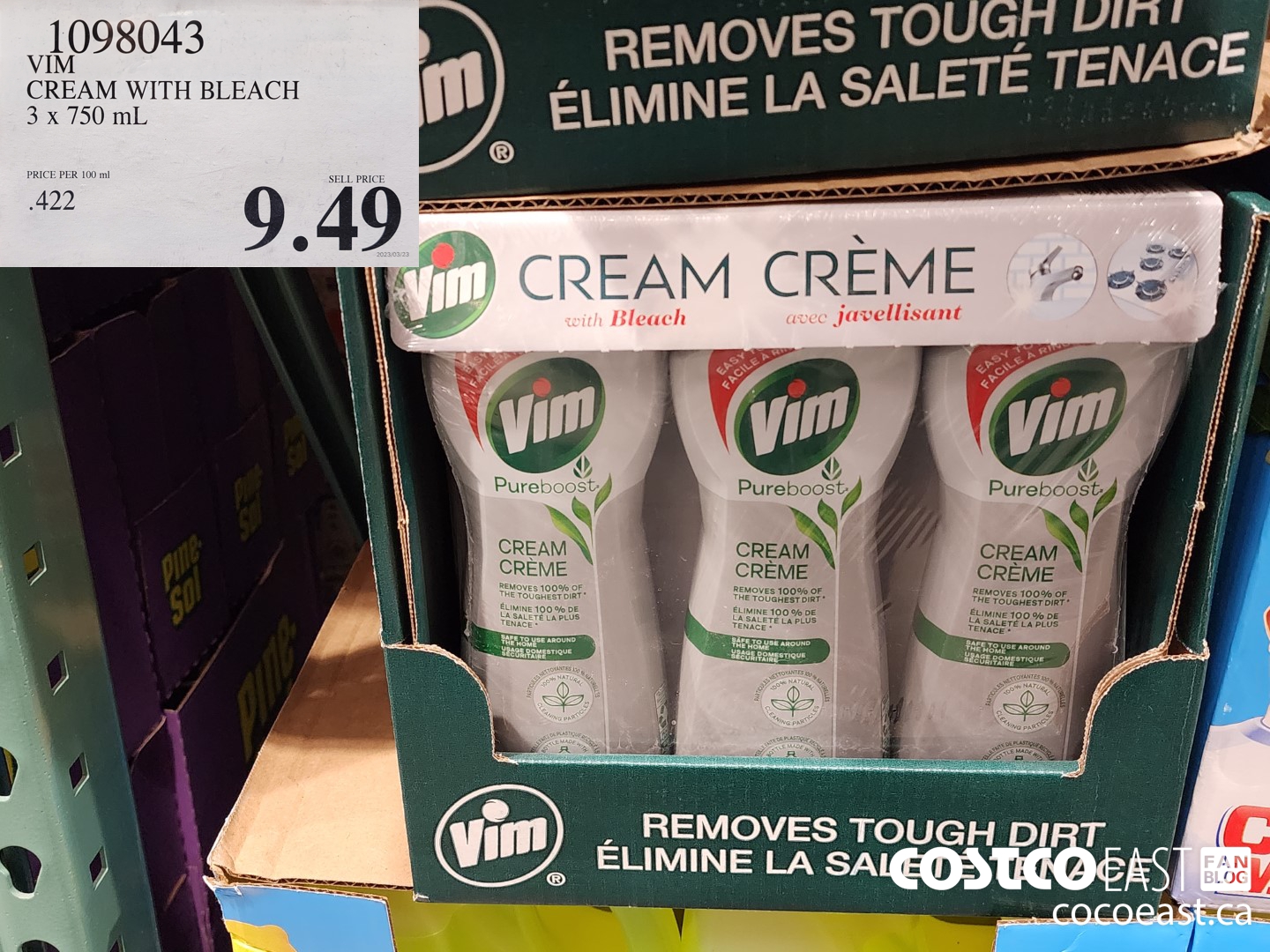 1098043 VIM CREAM WITH BLEACH 3 X 750G $9.49