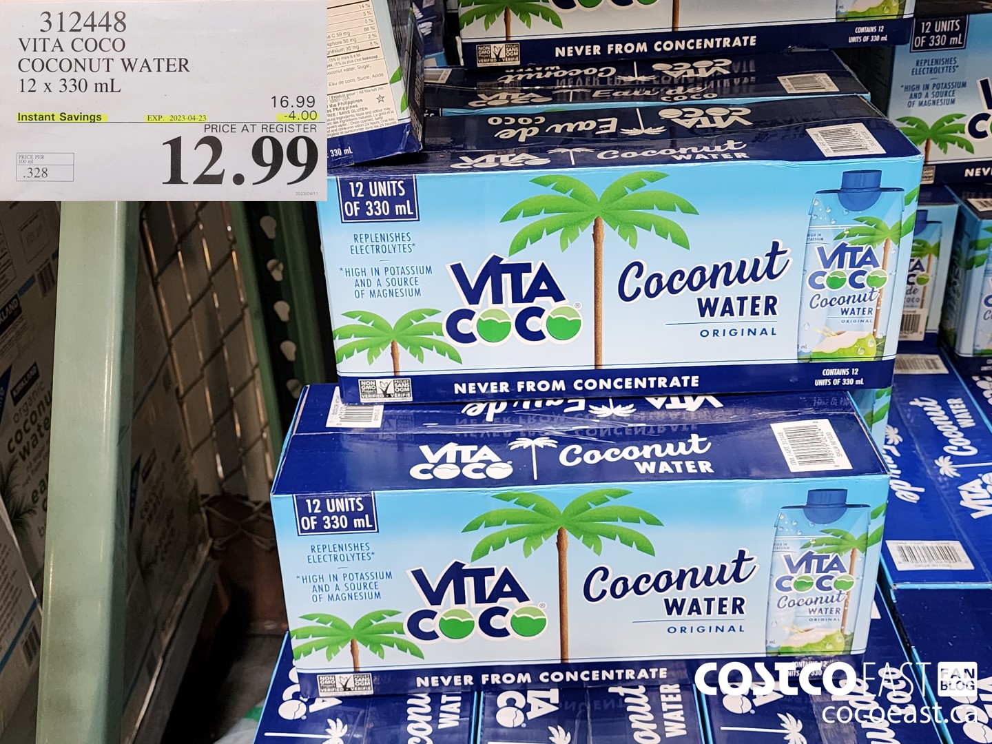 312448 VITA COCO COCONUT WATER 12 X 330 ML ($4.00 INSTANT SAVINGS EXPIRES ON 2023-04-23) $12.99