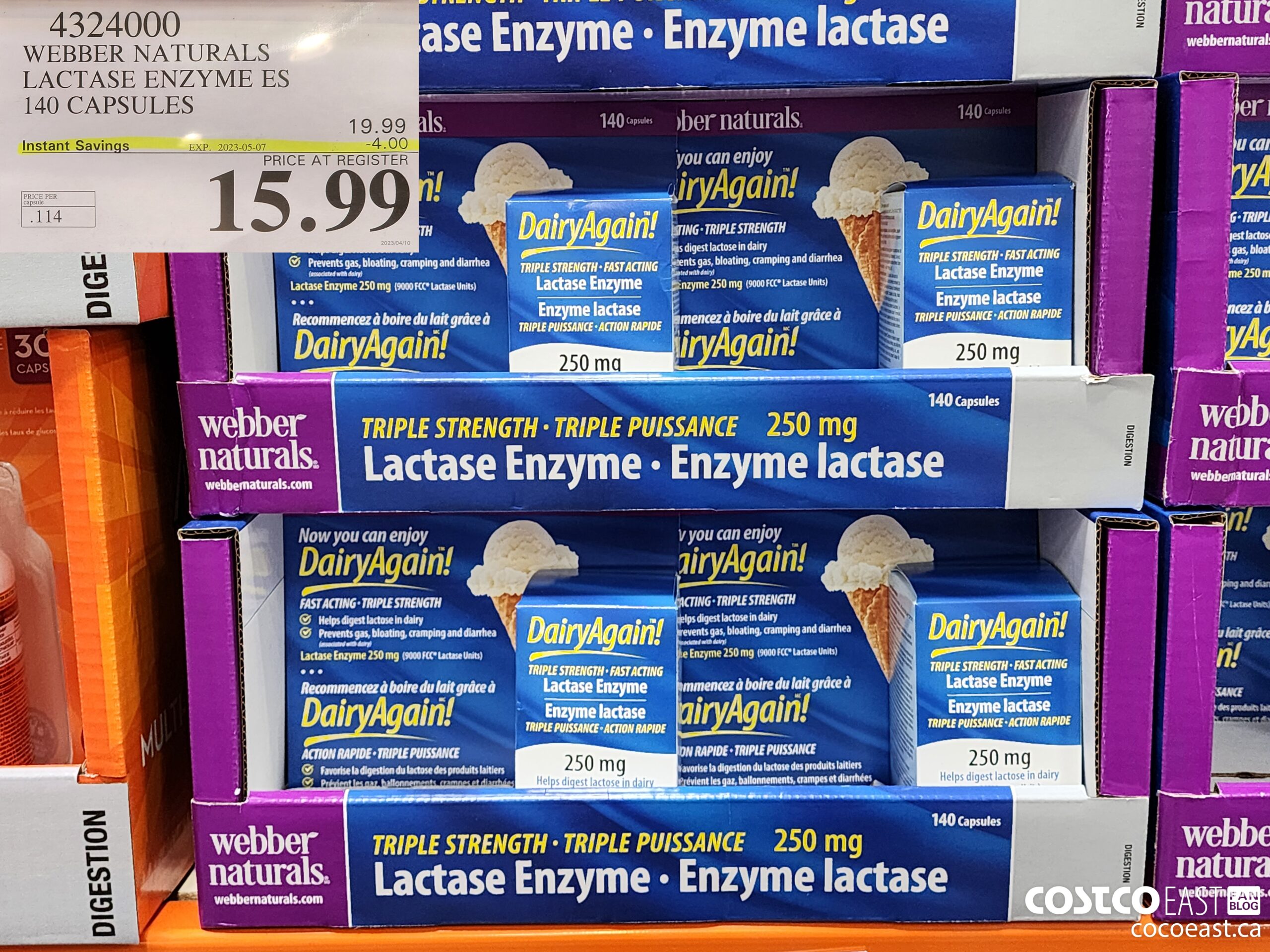 4324000 WEBBER LACTASE ENZYME ES 140 CAPSULES ($4.00 INSTANT SAVINGS EXPIRES ON 2023-05-07) $15.99