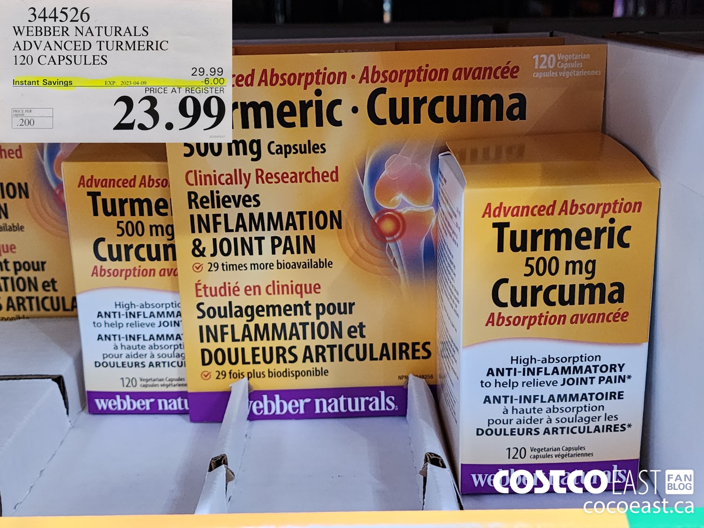 344526 WEBBER NATURALS ADVANCED TURMERIC 120 CAPSULES ($6.00 INSTANT SAVINGS EXPIRES ON 2023-04-09) $23.99