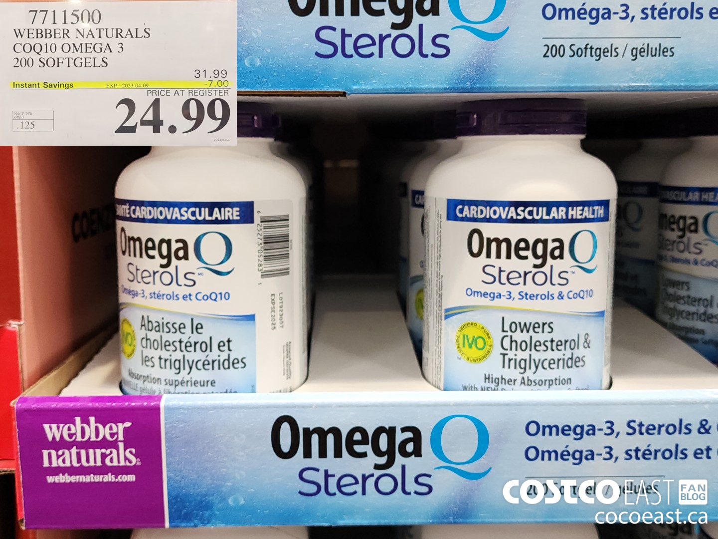 7711500 WEBBER NATURALS COQ10 OMEGA 3 200 SOFTGELS ($7.00 INSTANT SAVINGS EXPIRES ON 2023-04-09) $24.99
