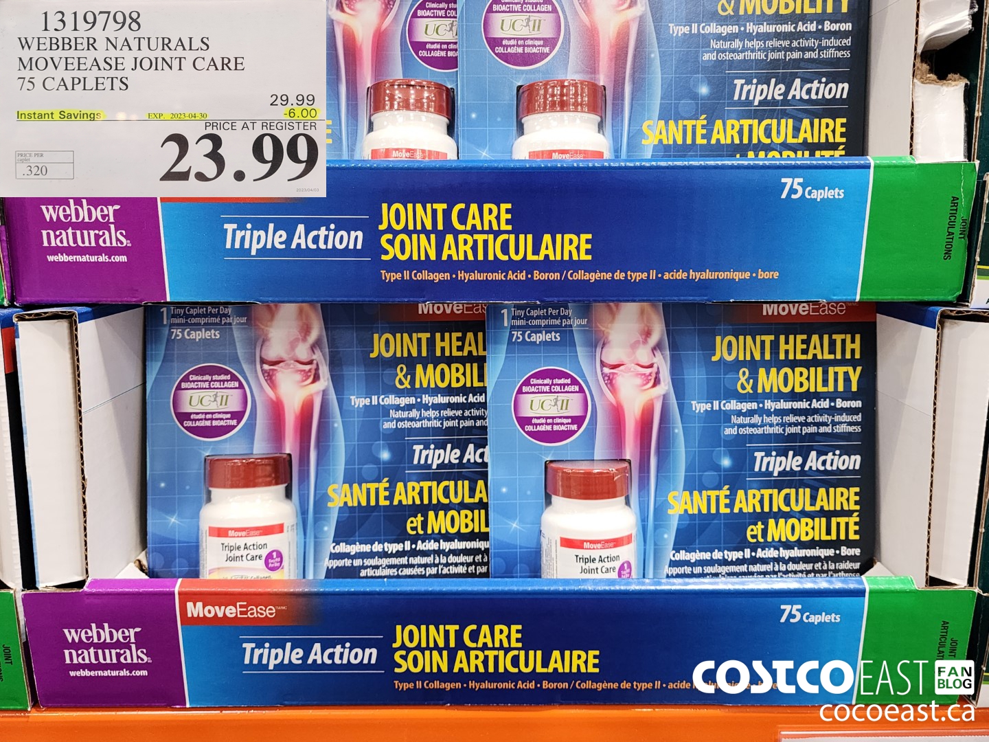 1319798 WEBBER NATURALS MOVEEASE JOINT CARE 75 CAPLETS ($6.00 INSTANT SAVINGS EXPIRES ON 2023-04-30) $23.99