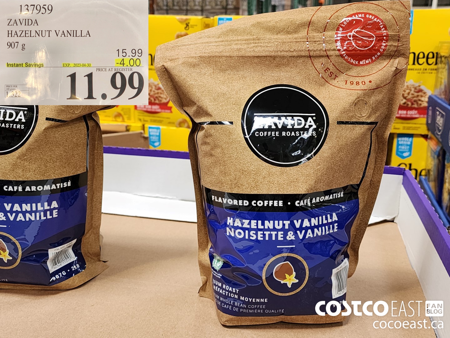 137959 ZAVIDA HAZELNUT VANILLA 907G ($4.00 INSTANT SAVINGS EXPIRES ON 2023-04-30) $11.99