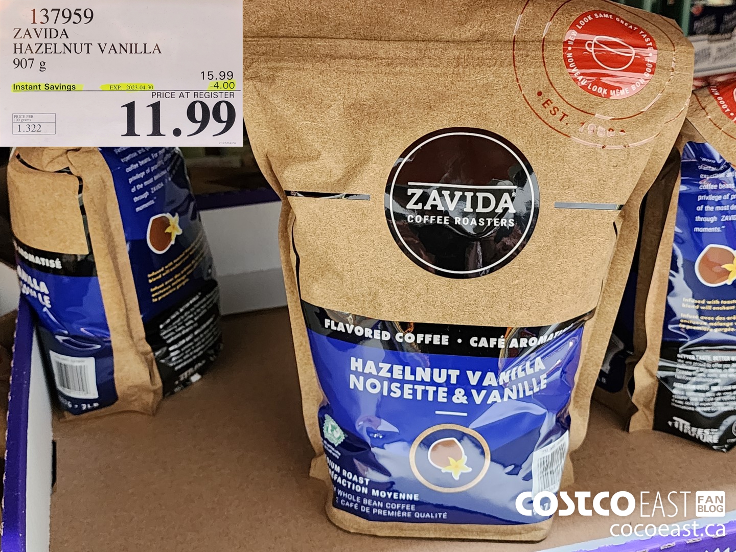 137959 ZAVIDA HAZELNUT VANILLA 907G ($4.00 INSTANT SAVINGS EXPIRES ON 2023-04-30) $11.99