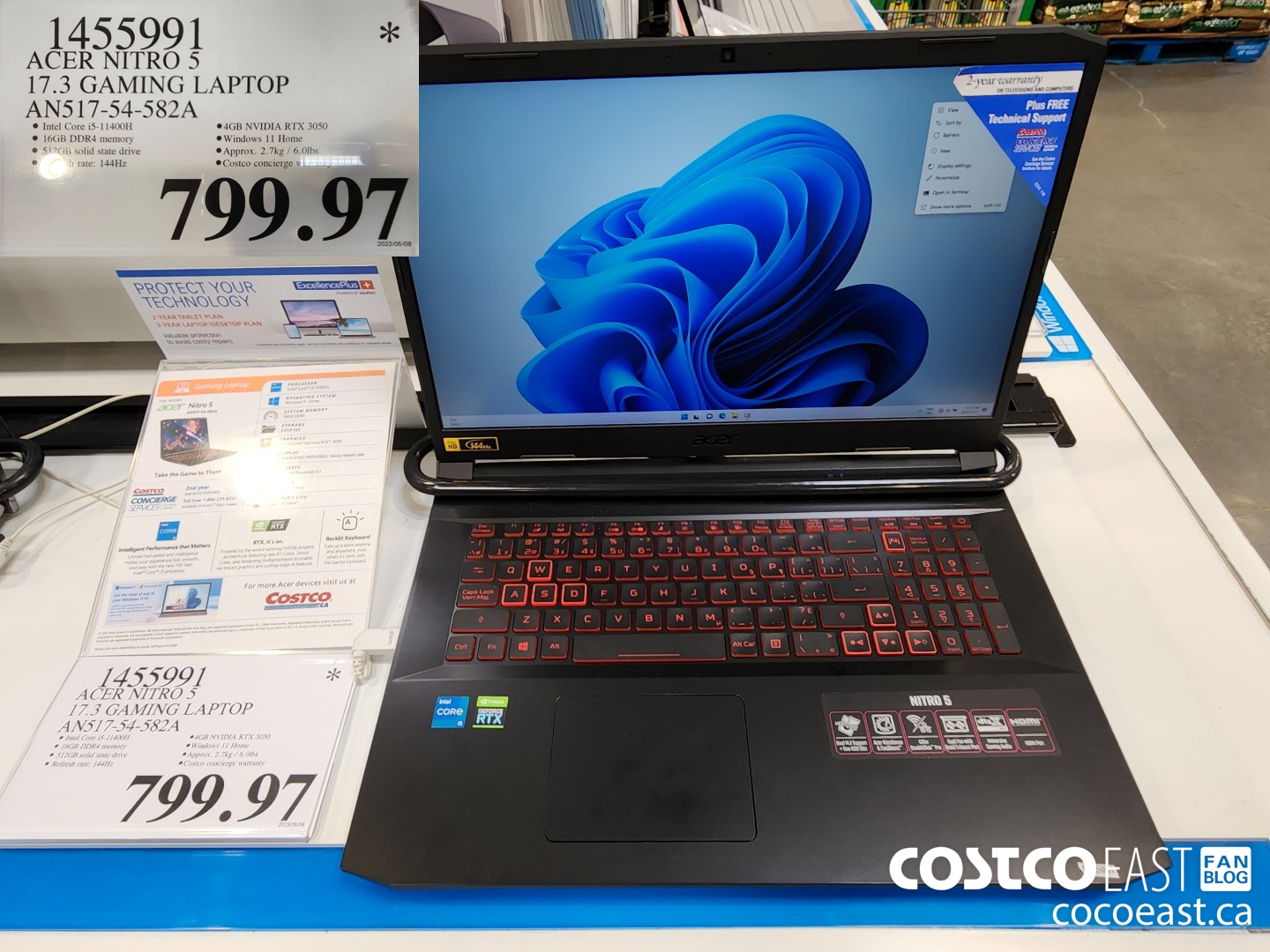 1455991 ACER NITRO 5 17.3 GAMING LAPTOP ANS517-54-582A $799.97