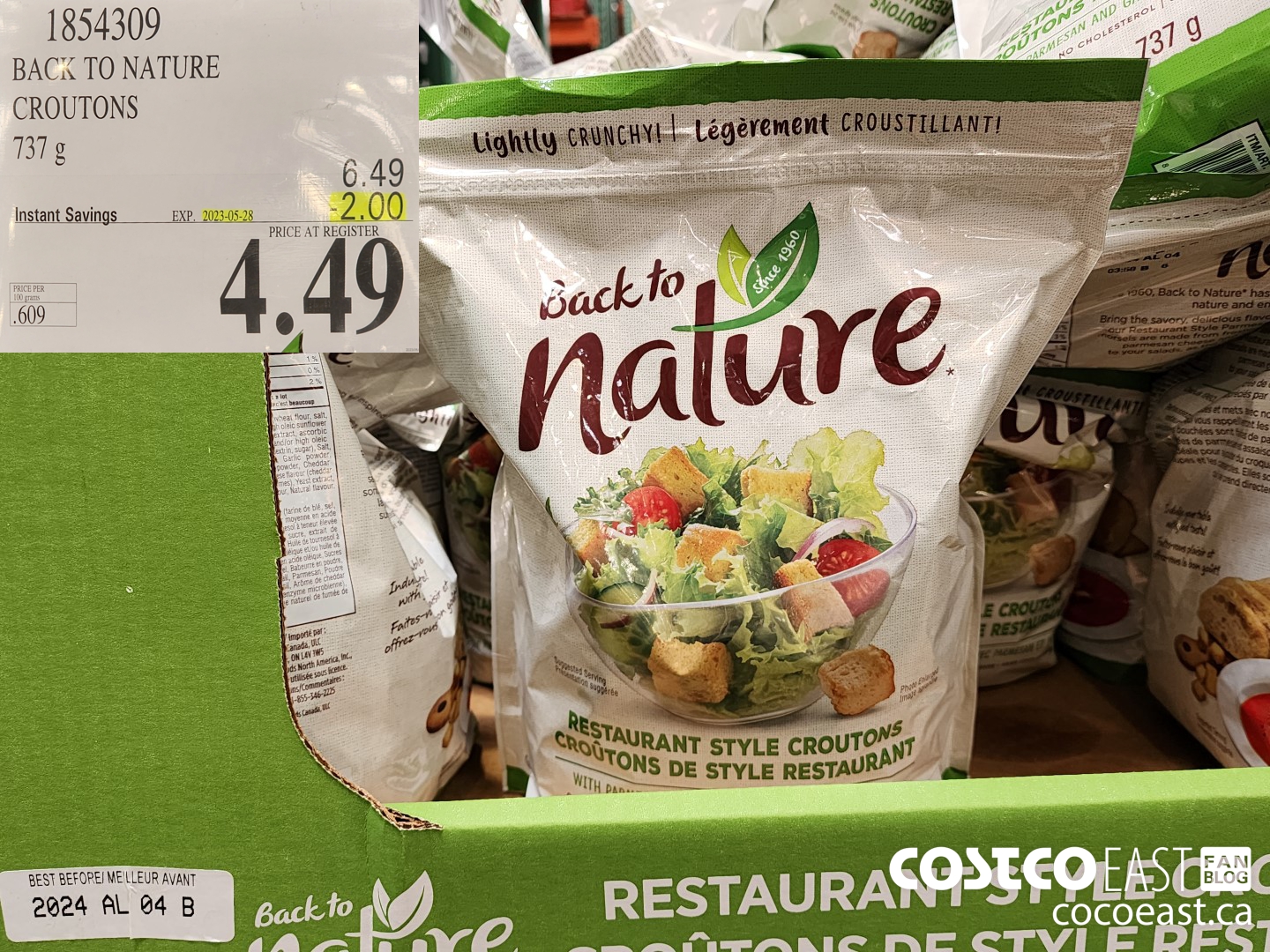 1854309 BACK TO NATURE CROUTONS 737 G ($2.00 INSTANT SAVINGS EXPIRES ON 2023-05-28) $4.49