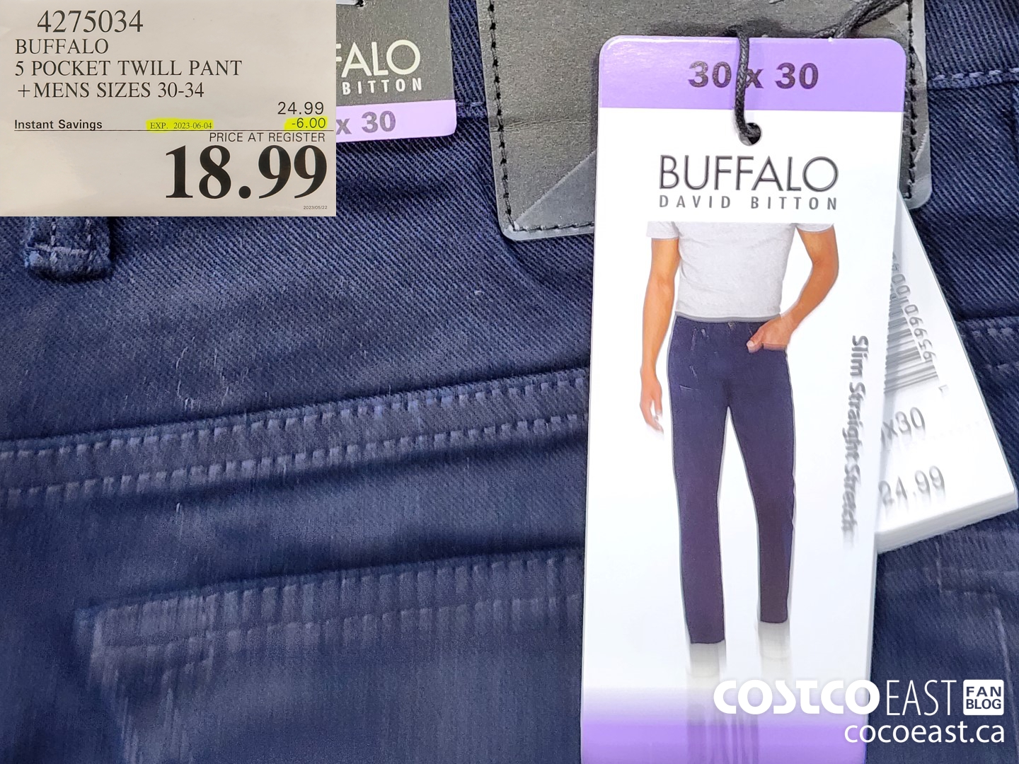 4275034 BUFFALO 5 POCKET TWILL PANT +MENS SIZES 30-34 ($6.00 INSTANT SAVINGS EXPIRES ON 2023-06-04) $18.99