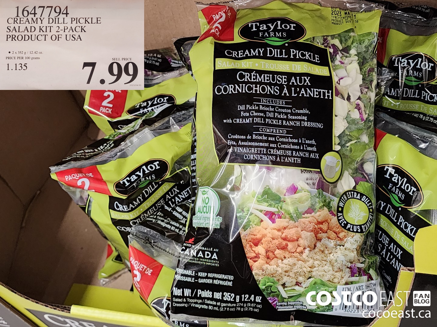 1647794 CREAMY DILL PICKLE SALAD KIT 2-PACK PRODUCT OF USA $7.99