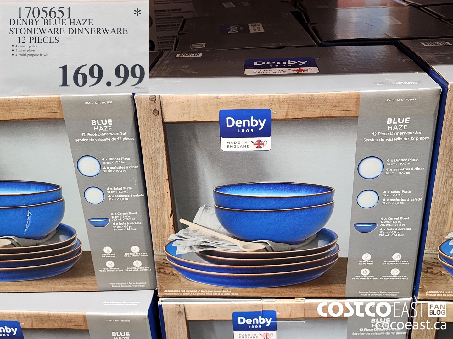 1705651 DENBY BLUE HAZE STONEWARE DINNERWARE 12 PIECES $169.99