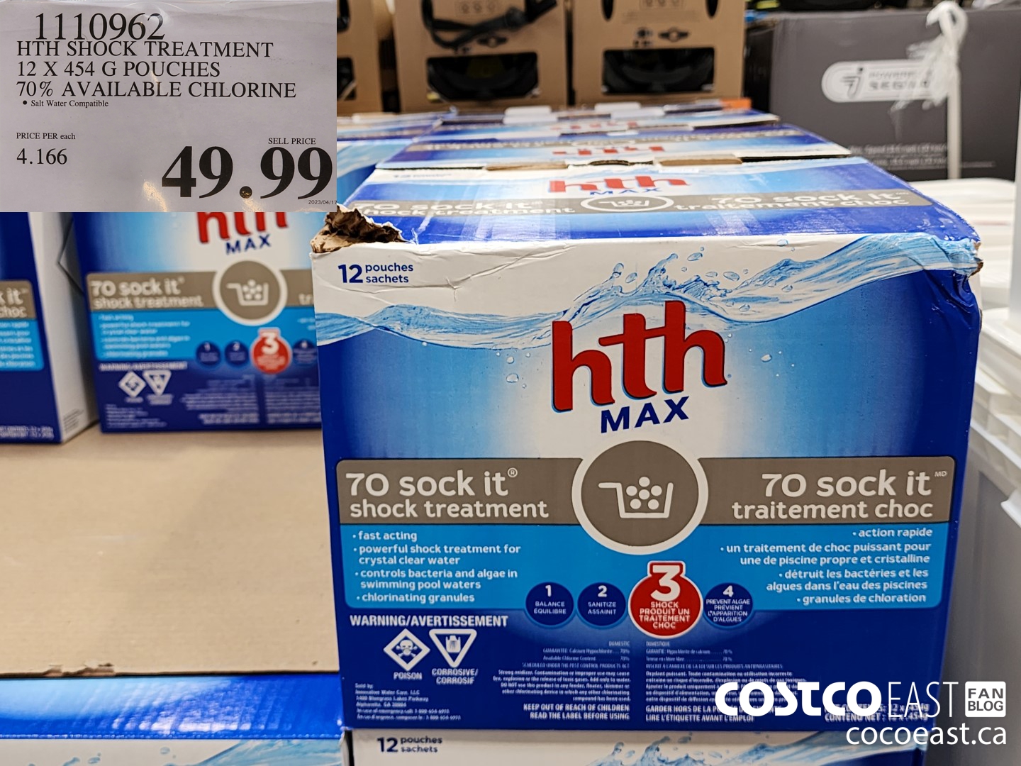 1110962 HTH SHOCK TREATMENT 12 X 454 G POUCHES 70% AVAILABLE CHLORINE $49.99