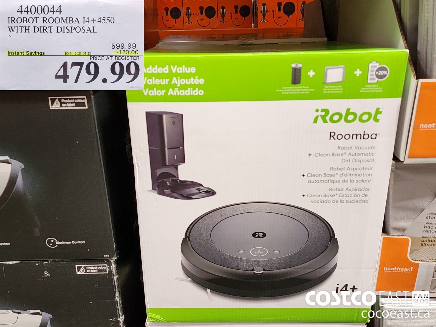 4400044 IROBOT ROOMBA I4+4550 WITH DIRT DISPOSAL ($120.00 INSTANT SAVINGS EXPIRES ON 2023-05-28) $479.99