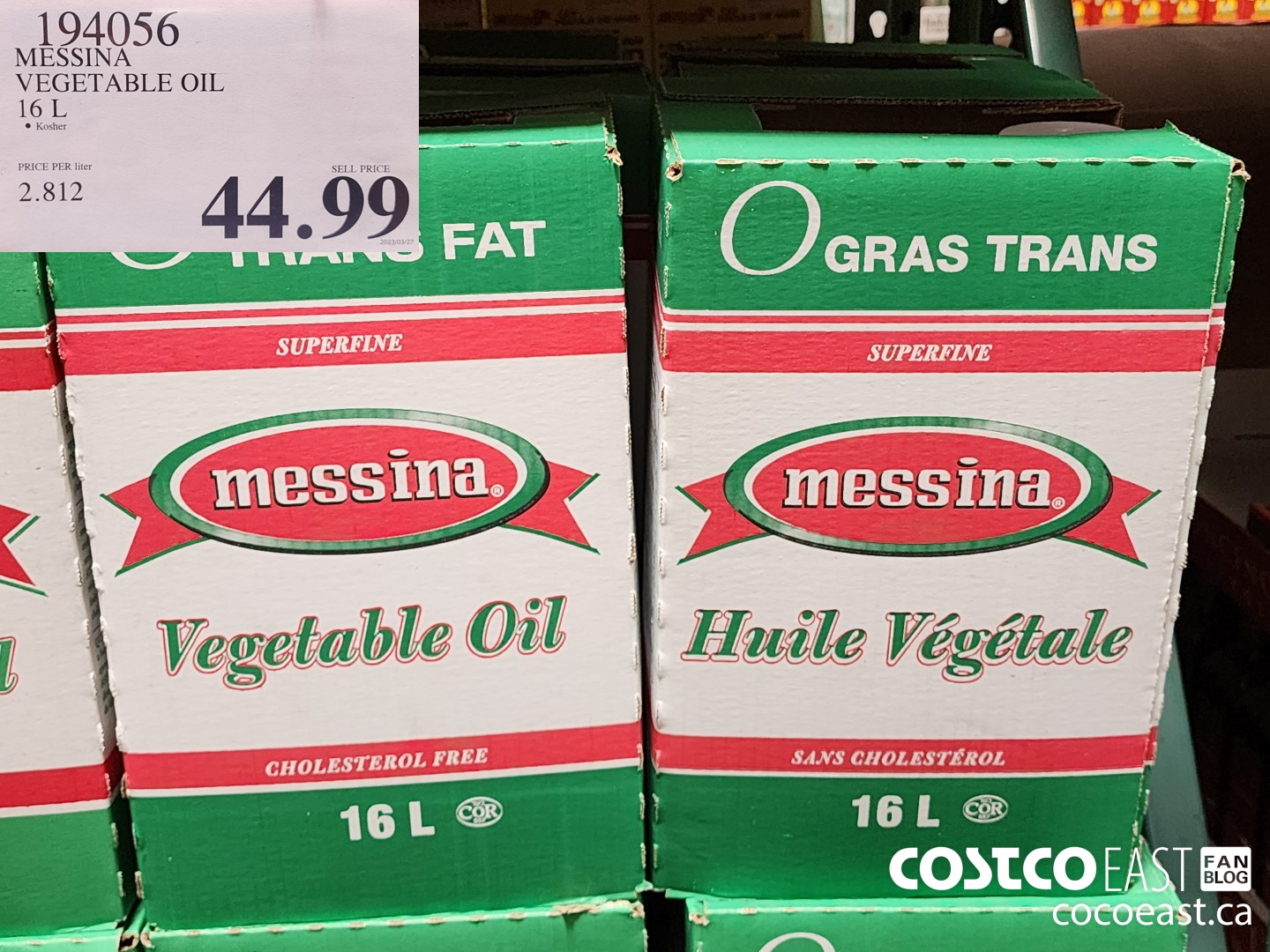 194056 MESSINA VEGETABLE OIL 16 L $44.99