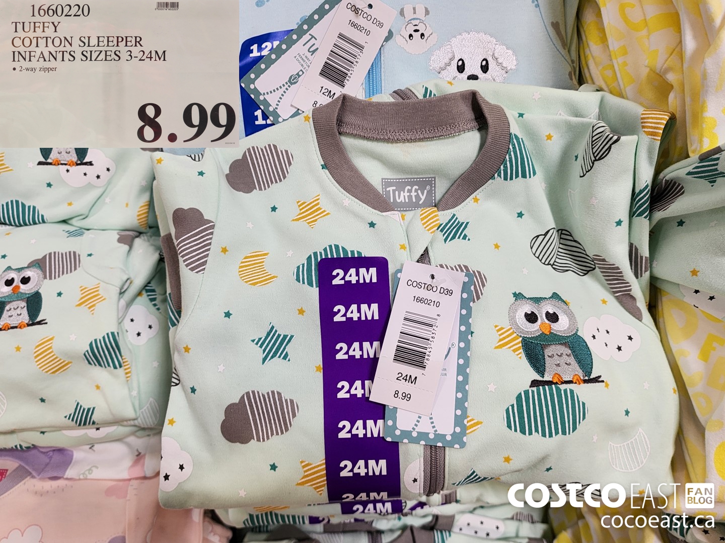 1660220 TUFFY COTTON SLEEPER INFANTS SIZES 3-24M $8.99