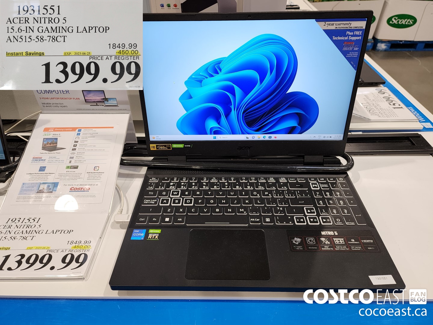 1931551 ACER NITRO 5 15.6-IN GAMING LAPTOP AN515-58-78CT ($450.00 INSTANT SAVINGS EXPIRES ON 2023-06-25) $1399.99