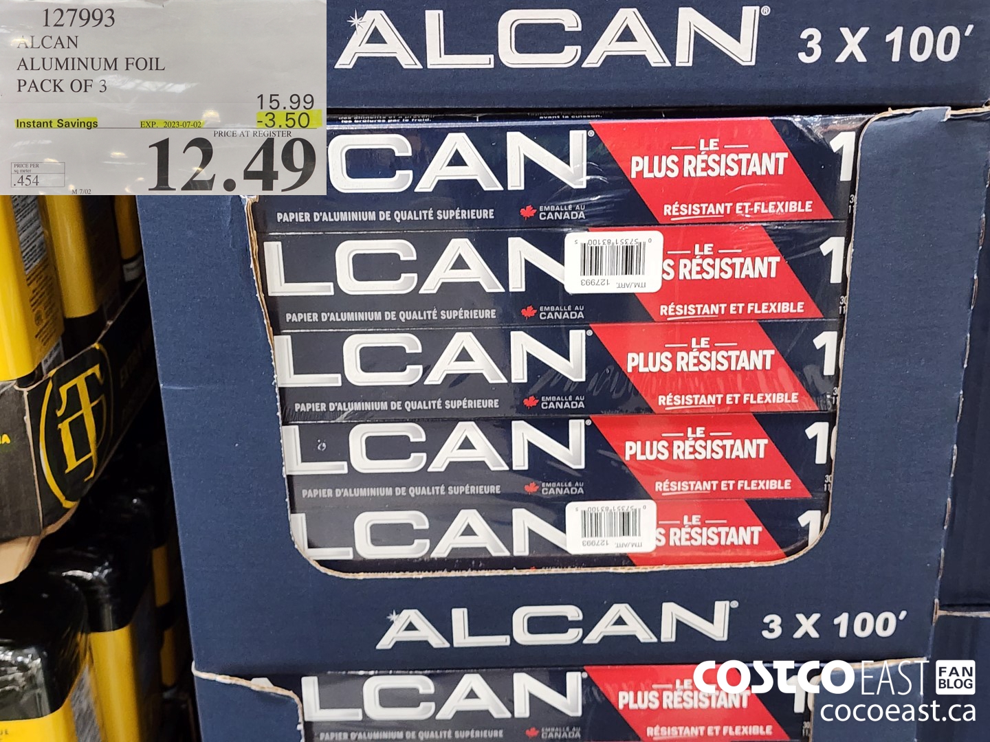 127993 ALCAN 3 PACK ALUMINUM FOIL 30.5 CM X 30.48 M ($3.50 INSTANT SAVINGS EXPIRES ON 2023-07-02) $12.49