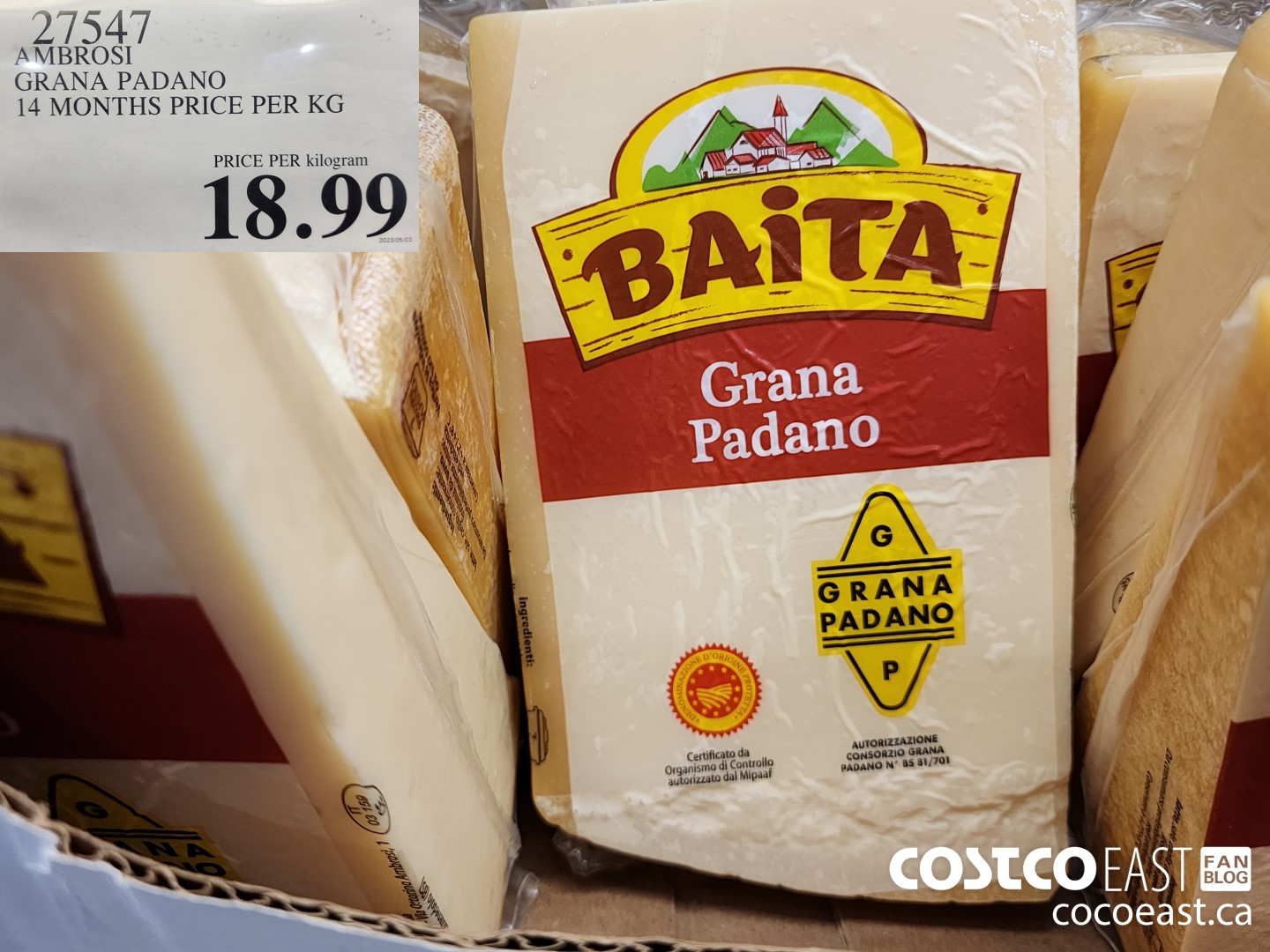 27547 AMBROSI GRANA PADANO 14 MONTHS PRICE PER KG $18.99