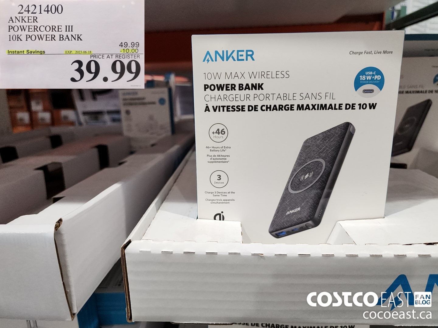 2421400 ANKER POWERCORE III 10K POWER BANK ($10.00 INSTANT SAVINGS EXPIRES ON 2023-06-18) $39.99