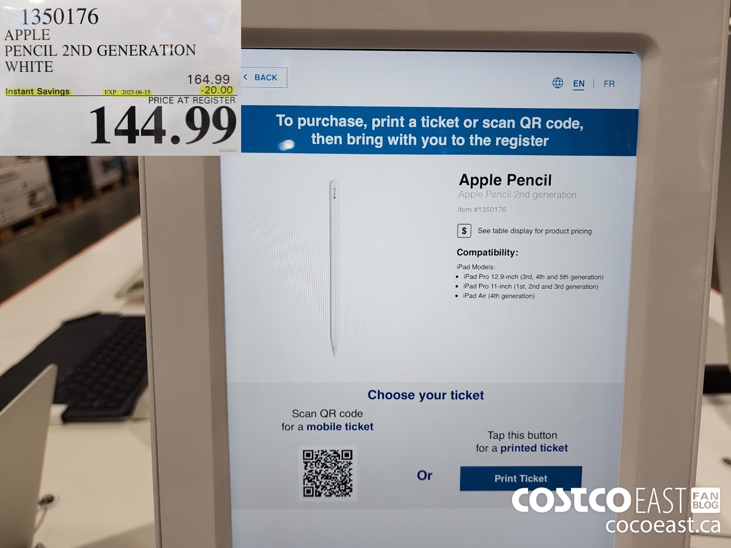 1350176 APPLE PENCIL 2ND GENERATION WHITE ($20.00 INSTANT SAVINGS EXPIRES ON 2023-06-15) $144.99