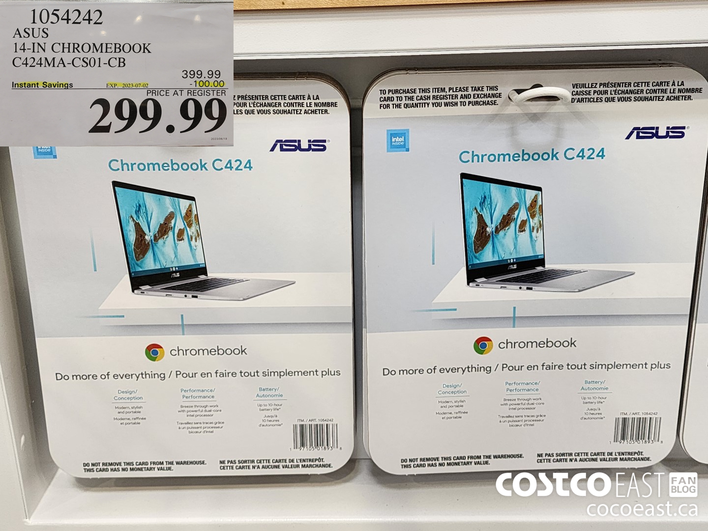 1054242 ASUS 14-IN CHROMEBOOK C424MA-CSO01-CB ($100.00 INSTANT SAVINGS EXPIRES ON 2023-07-02) $299.99