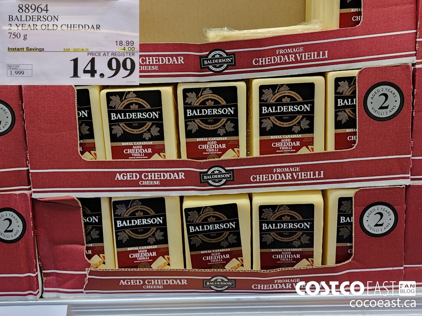 85964 BALDERSON 2 YEAR OLD CHEDDAR 750 G ($4.00 INSTANT SAVINGS EXPIRES ON 2023-06-25) $14.99