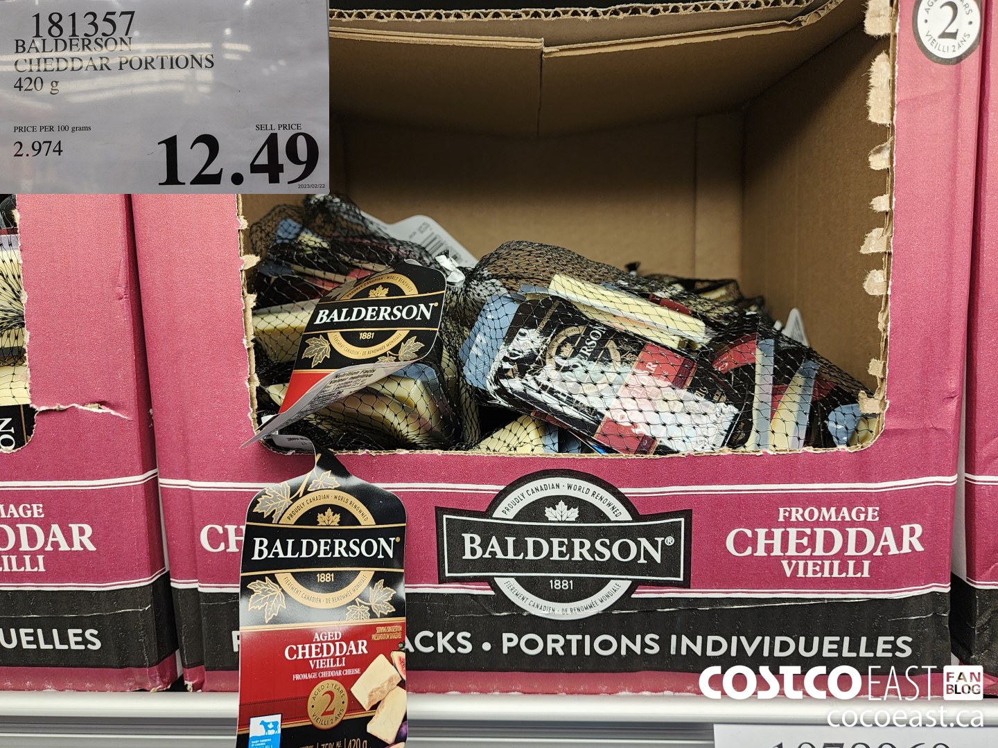 181357 BALDERSON CHEDDAR PORTIONS 420 G $12.49