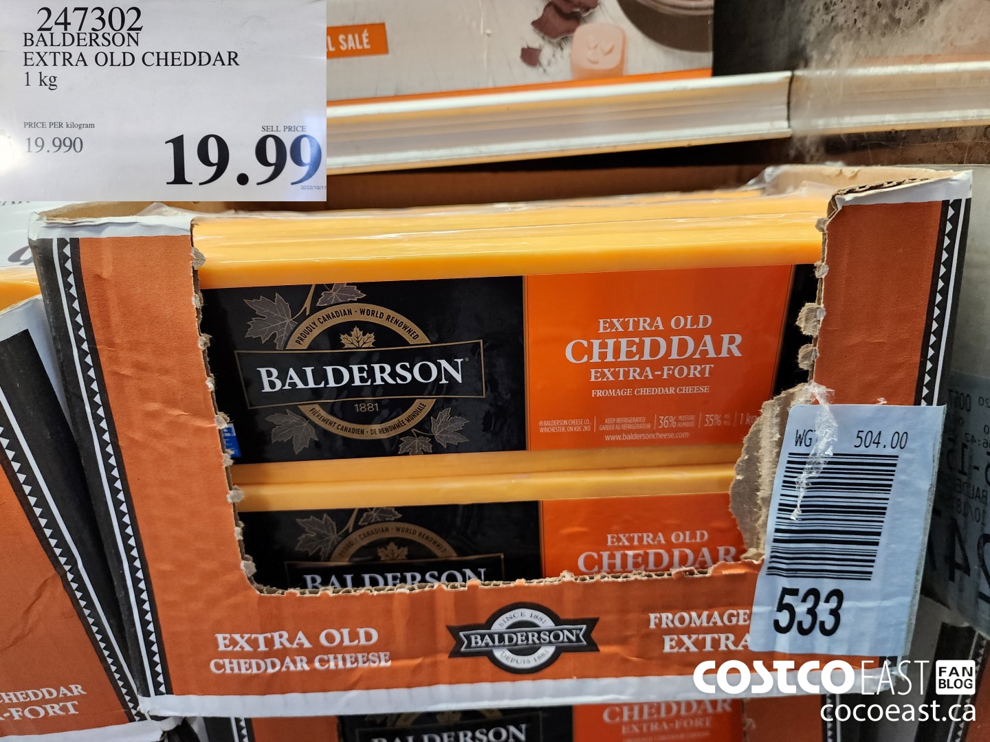 247302 BALDERSON EXTRA OLD CHEDDAR 1 KG $19.99