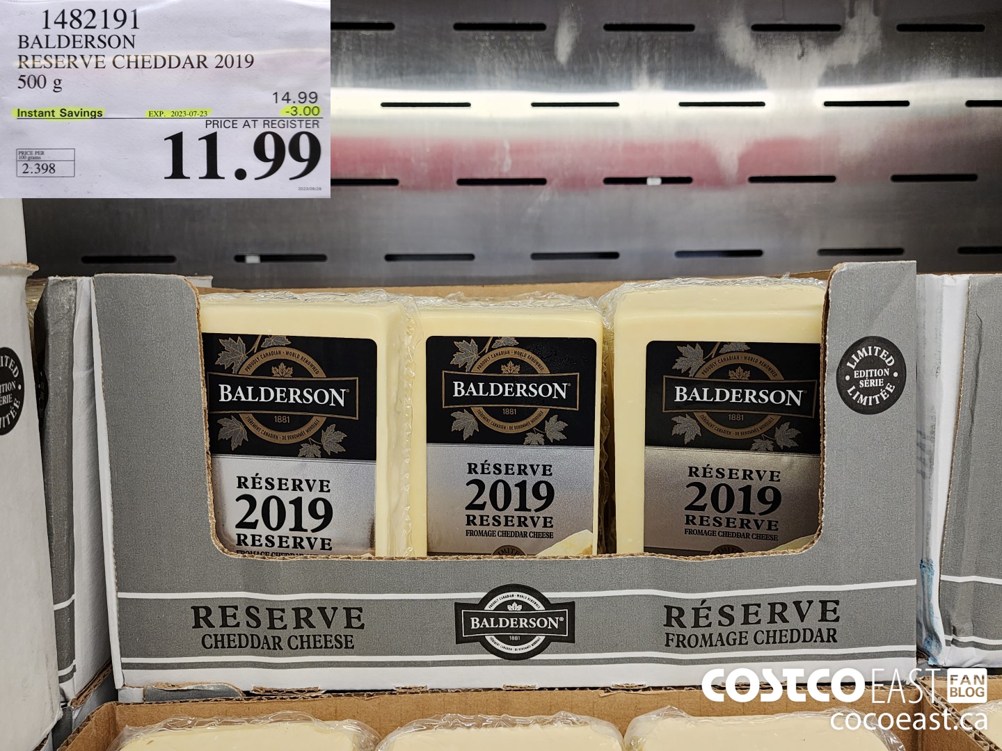 1482191 BALDERSON RESERVE CHEDDAR 2019 500 g ($3.00 INSTANT SAVINGS EXPIRES ON 2023-07-23) $11.99