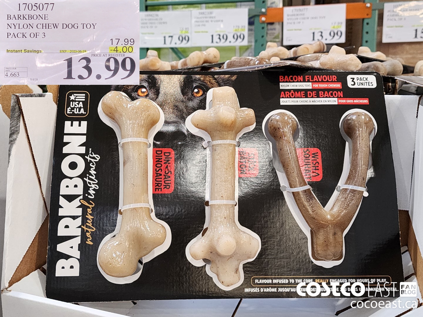 1705077 BARKBONE NYLON CHEW DOG TOY 3 pack ($4.00 INSTANT SAVINGS EXPIRES ON 2023-06-18) $13.99