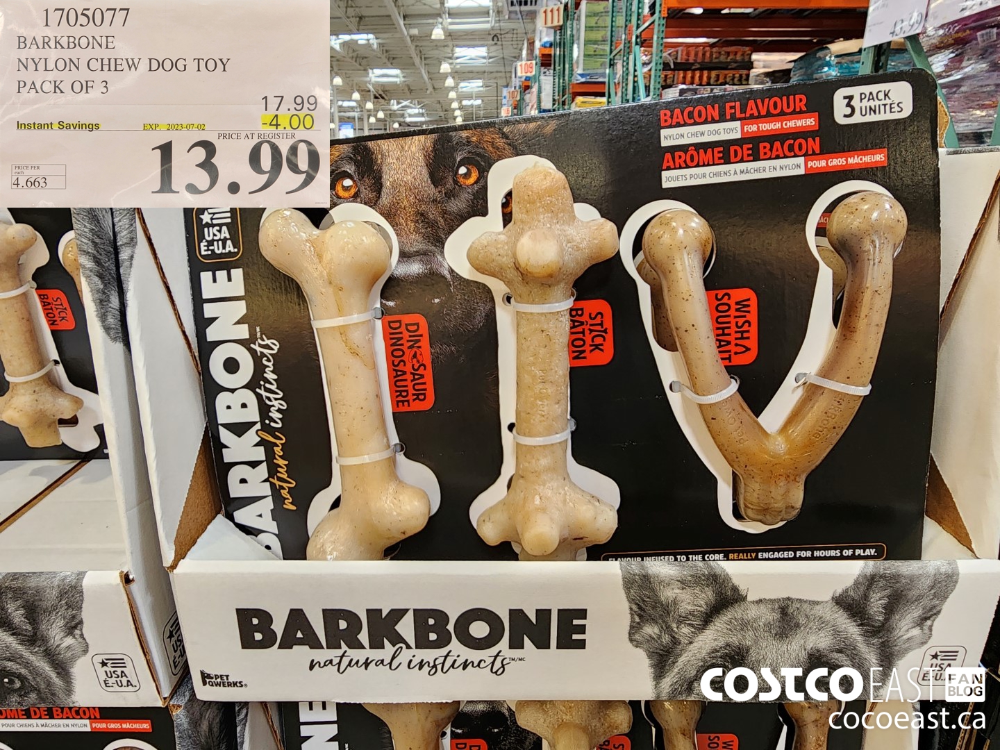 1705077 BARKBONE NYLON CHEW DOG TOY PACK OF 3 ($4.00 INSTANT SAVINGS EXPIRES ON 2023-07-02) $13.99