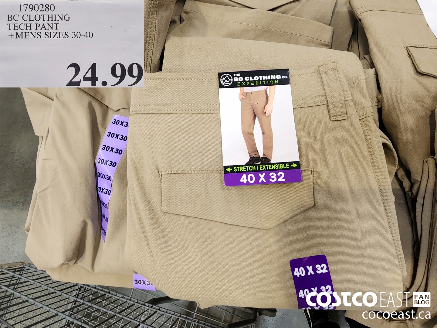 1790280 BC CLOTHING TECH PANT +MENS SIZES 30-40 $24.99