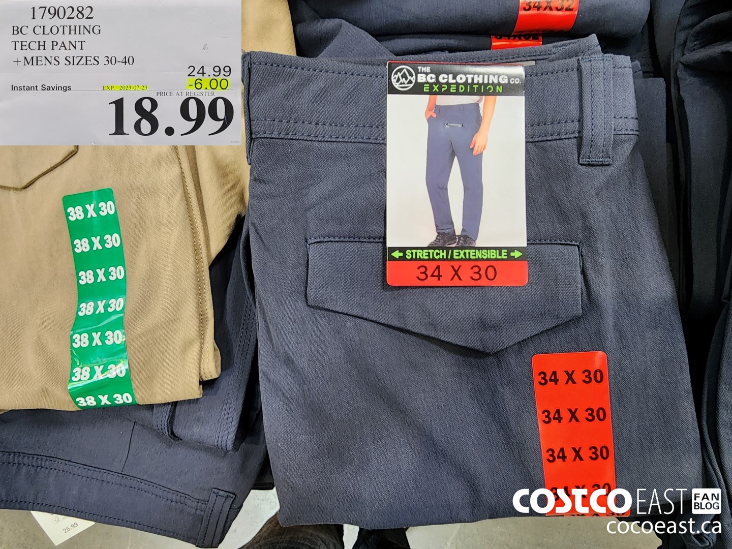 1790282 BC CLOTHING TECH PANT +MENS SIZES 30-40 ($6.00 INSTANT SAVINGS EXPIRES ON 2023-07-23) $18.99
