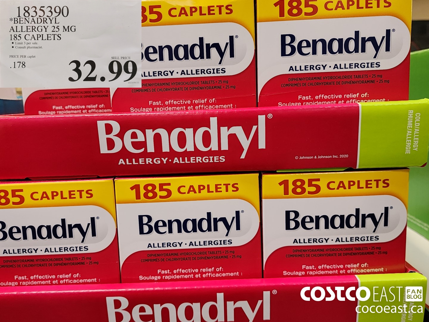 1835390 BENADRYL ALLERGY 25 MG 185 CAPLETS $32.99