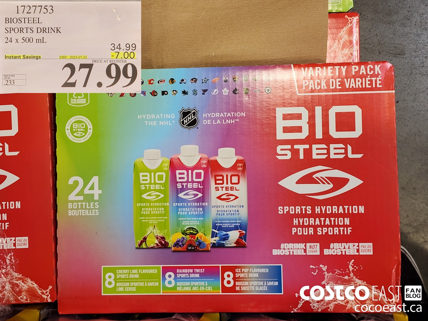 1727753 BIOSTEEL SPORTS DRINK 24 X 500 ml ($7.00 INSTANT SAVINGS EXPIRES ON 2023-07-23) $27.99