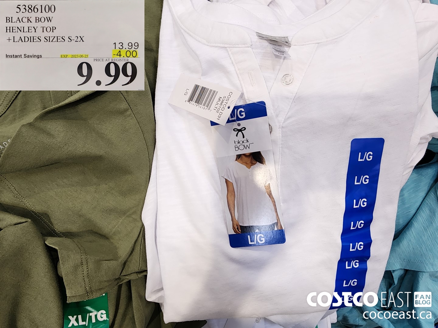 5386100 BLACK BOW HENLEY TOP +LADIES SIZES S-2X ($4.00 INSTANT SAVINGS EXPIRES ON 2023-06-25) $9.99
